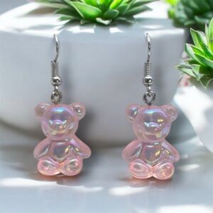 3 for $10 🩷 Bundle Pink iridescent dangle gummy bear earrings